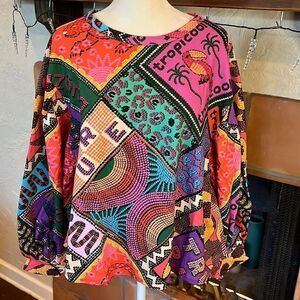 Farm Rio Dotted Patch Scarf Sweatshirt, S!